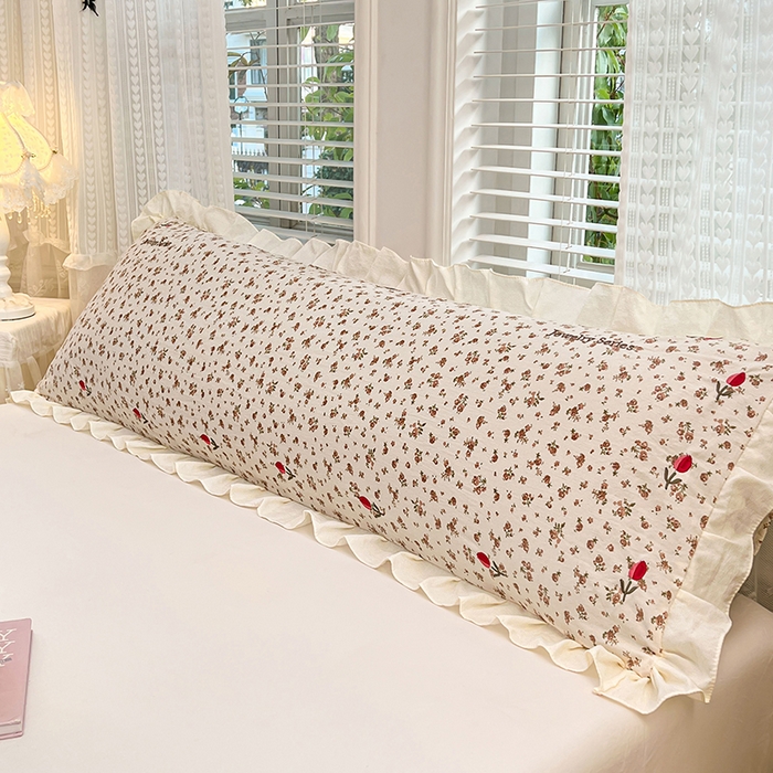 91家纺网 家纺一手货源 找家纺 梦舒羽 2026新款A类云朵棉刺绣花边枕套宿舍情侣绣花双人加长枕芯内胆套 爱丽丝-粉（刺绣款）