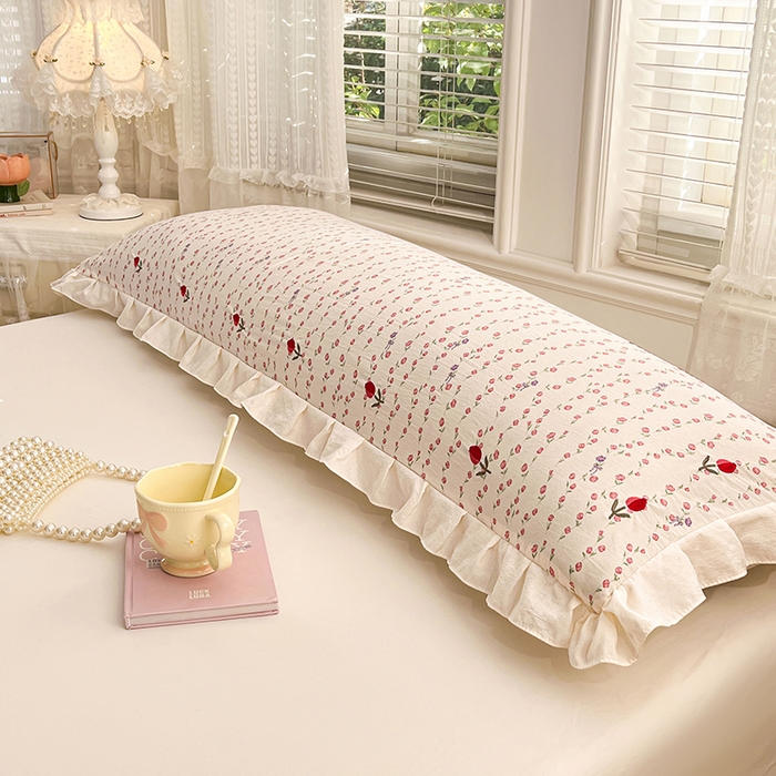 91家纺网 家纺一手货源 找家纺 梦舒羽 2026新款A类云朵棉刺绣花边枕套宿舍情侣绣花双人加长枕芯内胆套 花漾甜心（刺绣款）