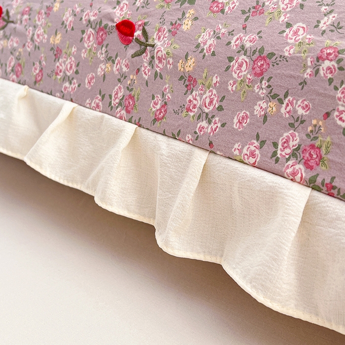 91家纺网 家纺一手货源 找家纺 梦舒羽 2026新款A类云朵棉刺绣花边枕套宿舍情侣绣花双人加长枕芯内胆套 花间集-粉（刺绣款）