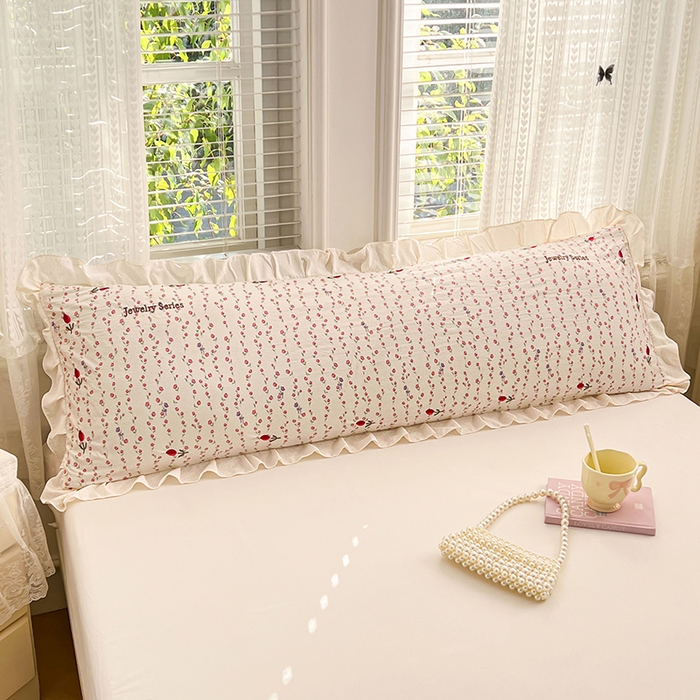 91家纺网 家纺一手货源 找家纺 梦舒羽 2026新款A类云朵棉刺绣花边枕套宿舍情侣绣花双人加长枕芯内胆套 花漾甜心（刺绣款）