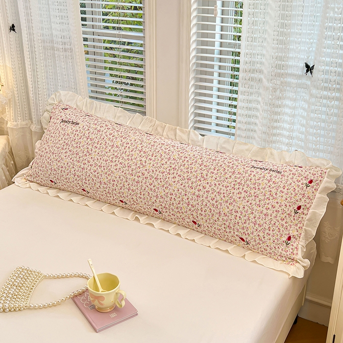 91家纺网 家纺一手货源 找家纺 梦舒羽 2026新款A类云朵棉刺绣花边枕套宿舍情侣绣花双人加长枕芯内胆套 芊芊花海（刺绣款）