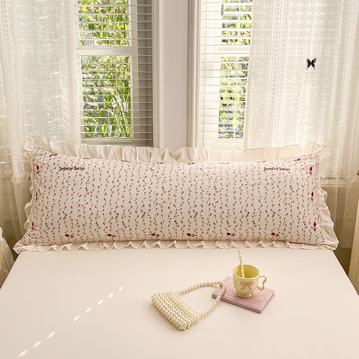 91家纺网 家纺一手货源 找家纺 梦舒羽 2026新款A类云朵棉刺绣花边枕套宿舍情侣绣花双人加长枕芯内胆套 花漾甜心（刺绣款）