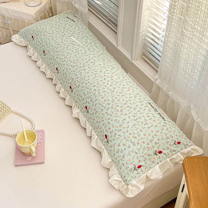 91家纺网 家纺一手货源 找家纺 （总）梦舒羽 2026新款A类云朵棉刺绣花边枕套宿舍情侣绣花双人加长枕芯内胆套