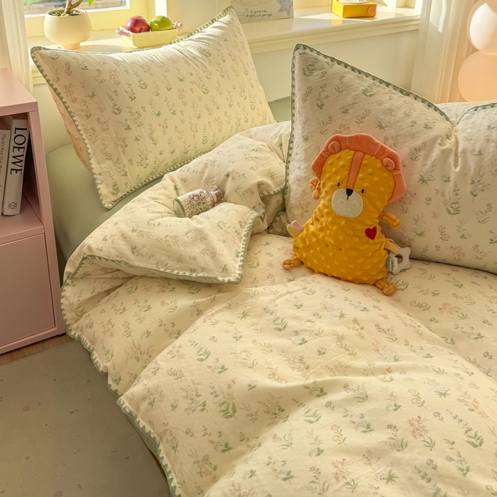 91家纺网 家纺一手货源 找家纺 （总）对白 2026新款A类全棉纯棉有氧双层纱贝壳边三角针单被套被套单件