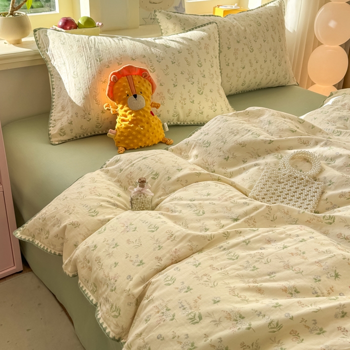 91家纺网 家纺一手货源 找家纺 （总）对白 2026新款A类全棉纯棉有氧双层纱贝壳边三角针单被套被套单件