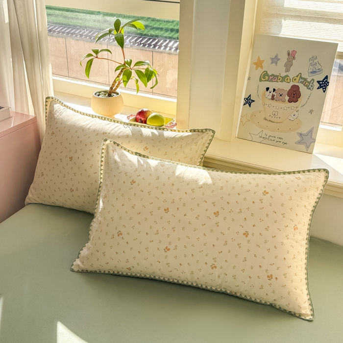 91家纺网 家纺一手货源 找家纺 对白 2026新款A类全棉纯棉有氧双层纱贝壳边三角针单被套被套单件 柠栀