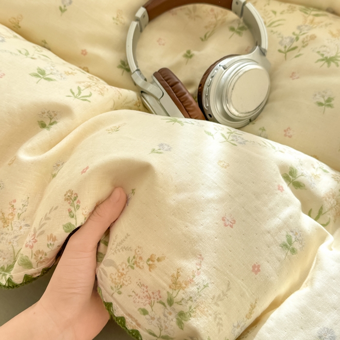 91家纺网 家纺一手货源 找家纺 对白 2026新款A类全棉纯棉有氧双层纱贝壳边三角针单被套被套单件 盛夏