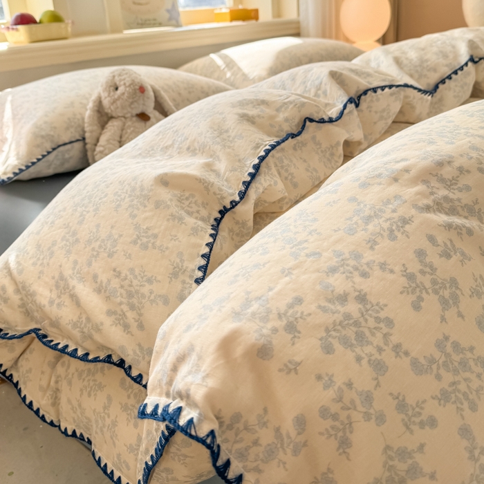 91家纺网 家纺一手货源 找家纺 对白 2026新款A类全棉纯棉有氧双层纱贝壳边三角针单被套被套单件 清白之年