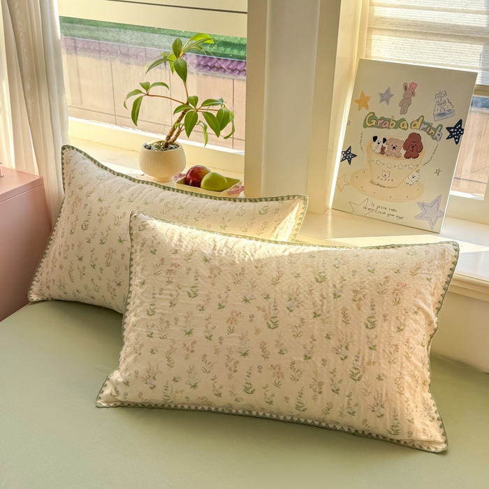 91家纺网 家纺一手货源 找家纺 对白 2026新款A类全棉纯棉有氧双层纱贝壳边三角针单被套被套单件 初春