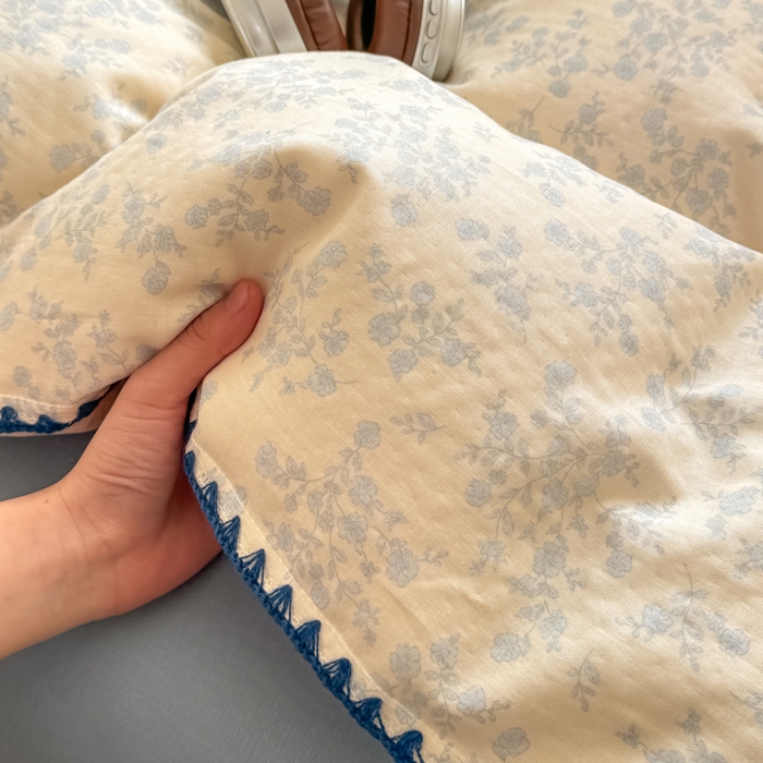 91家纺网 家纺一手货源 找家纺 对白 2026新款A类全棉纯棉有氧双层纱贝壳边三角针单被套被套单件 清白之年