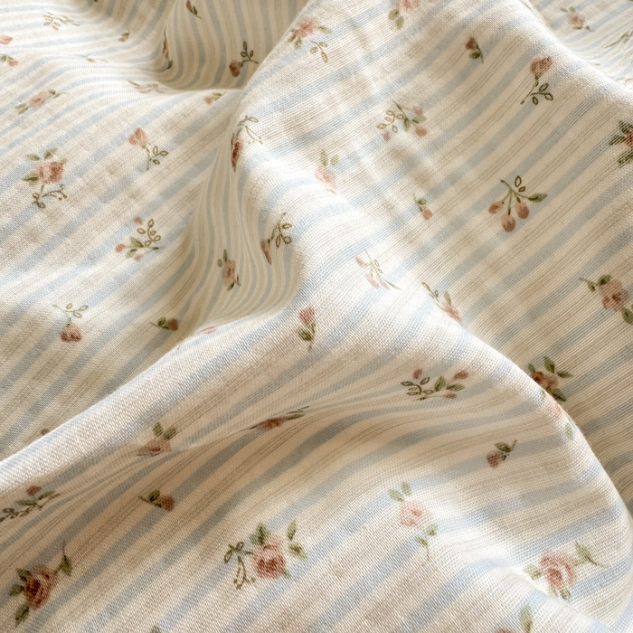 91家纺网 家纺一手货源 找家纺 对白 2026新款A类全棉纯棉有氧双层纱贝壳边三角针单被套被套单件 花颜-蓝