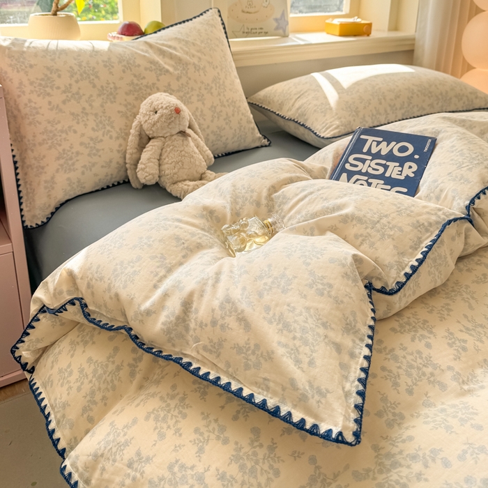 对白 2026新款A类全棉纯棉有氧双层纱贝壳边三角针单被套被套单件 清白之年