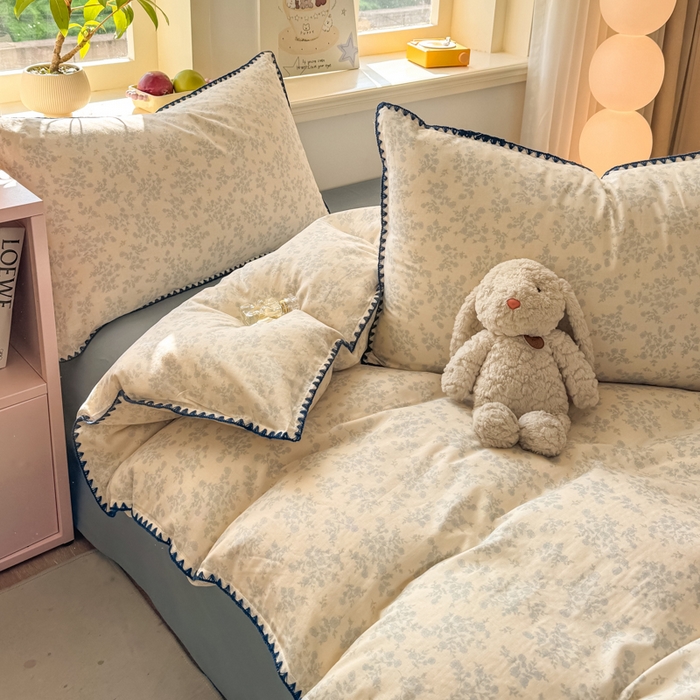 91家纺网 家纺一手货源 找家纺 对白 2026新款A类全棉纯棉有氧双层纱贝壳边三角针单被套被套单件 清白之年