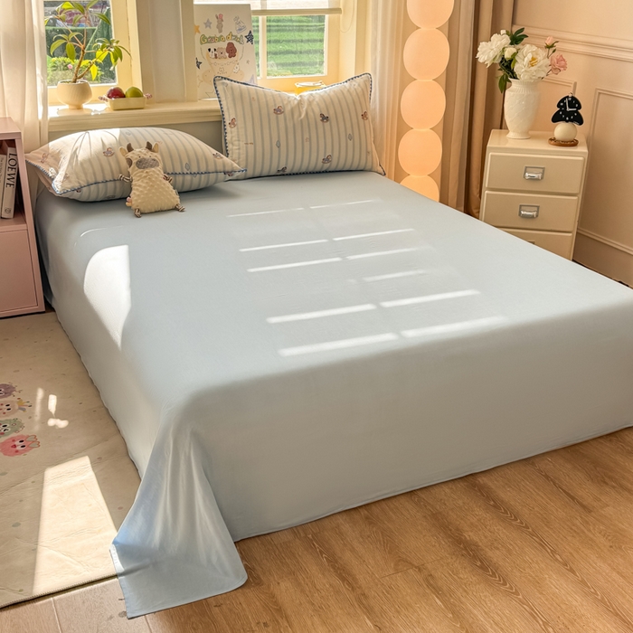 91家纺网 家纺一手货源 找家纺 对白 2026新款A类全棉纯棉有氧双层纱贝壳边三角针单被套被套单件 摇摇马