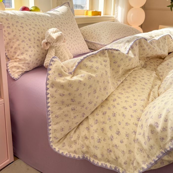 91家纺网 家纺一手货源 找家纺 对白 2026新款A类全棉纯棉有氧双层纱贝壳边三角针单被套被套单件 雾岛听风