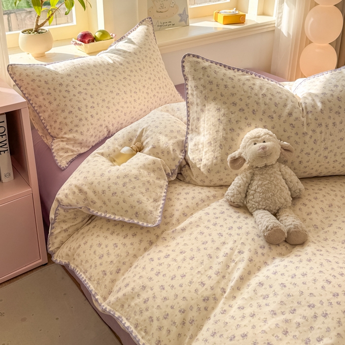 91家纺网 家纺一手货源 找家纺 对白 2026新款A类全棉纯棉有氧双层纱贝壳边三角针单被套被套单件 雾岛听风