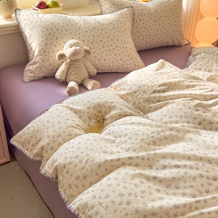 91家纺网 家纺一手货源 找家纺 对白 2026新款A类全棉纯棉有氧双层纱贝壳边三角针单被套被套单件 雾岛听风