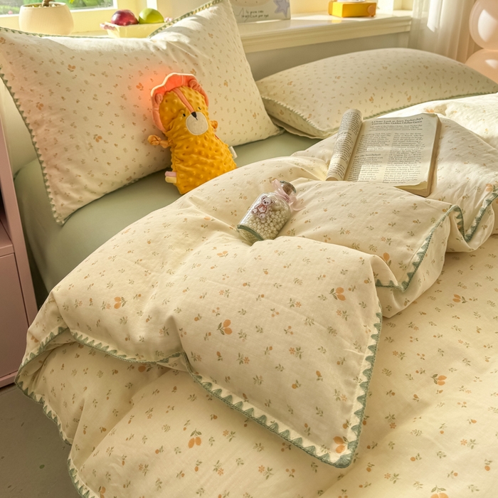 91家纺网 家纺一手货源 找家纺 （总）对白 2026新款A类全棉纯棉有氧双层纱贝壳边三角针单被套被套单件