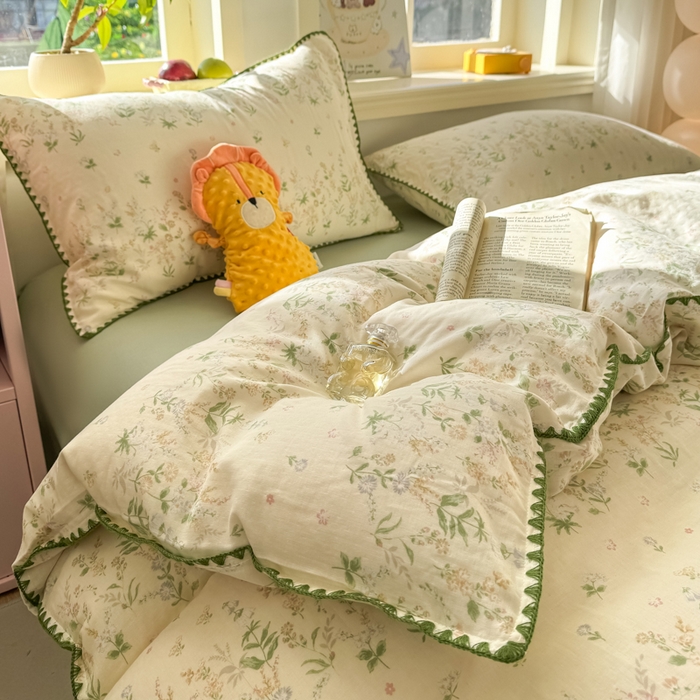 91家纺网 家纺一手货源 找家纺 （总）对白 2026新款A类全棉纯棉有氧双层纱贝壳边三角针单被套被套单件