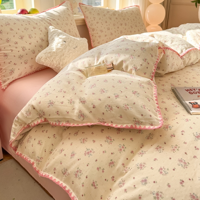 91家纺网 家纺一手货源 找家纺 （总）对白 2026新款A类全棉纯棉有氧双层纱贝壳边三角针单被套被套单件