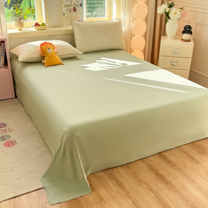 91家纺网 家纺一手货源 找家纺 对白 2026新款A类全棉纯棉有氧双层纱贝壳边三角针四件套 柠栀