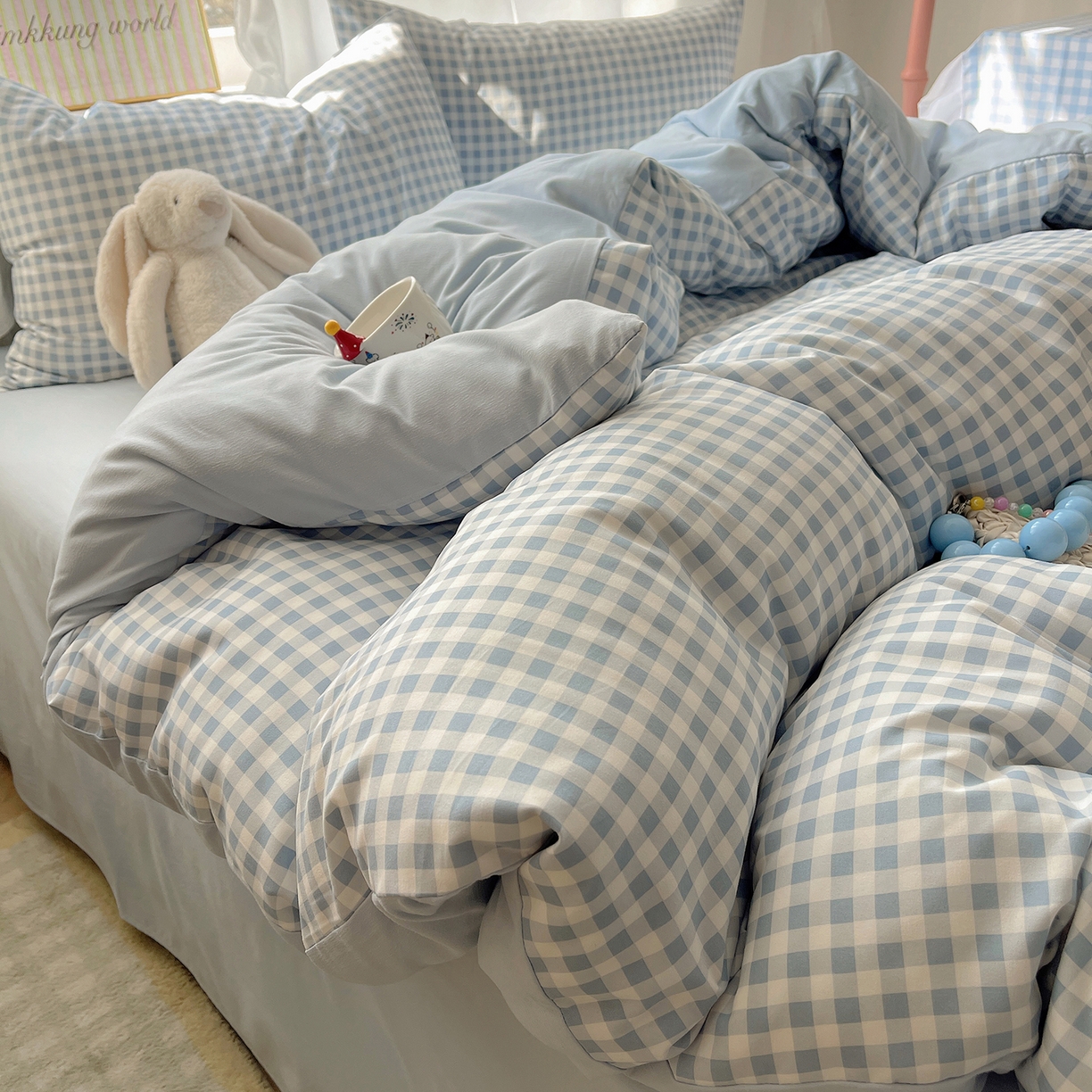 91家纺网 家纺一手货源 找家纺 （总）初夏家纺 2026 水洗棉A类105g床上四件套床单被套三件套床笠简约小清新---【提供买家秀】,浅蓝格,波点狗,晕染爱心,彩色星星,风与爱,复古小熊,开心时光,奶味圆饼,浅粉格,小花园