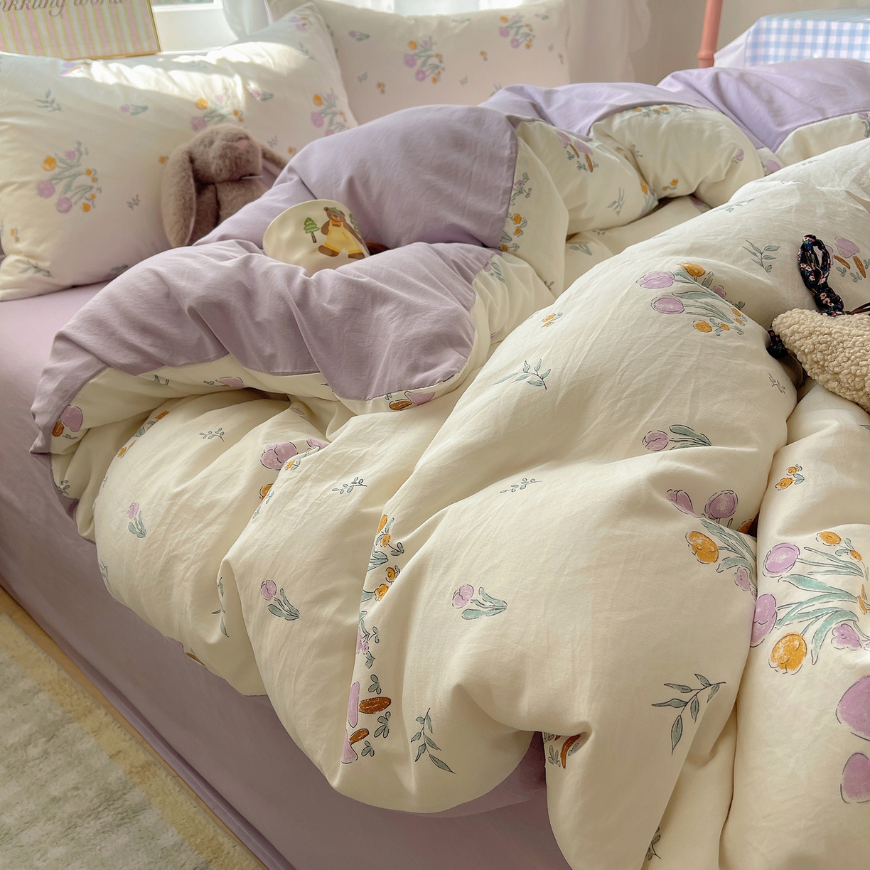 91家纺网 家纺一手货源 找家纺 （总）初夏家纺 2026 水洗棉A类105g床上四件套床单被套三件套床笠简约小清新---【提供买家秀】