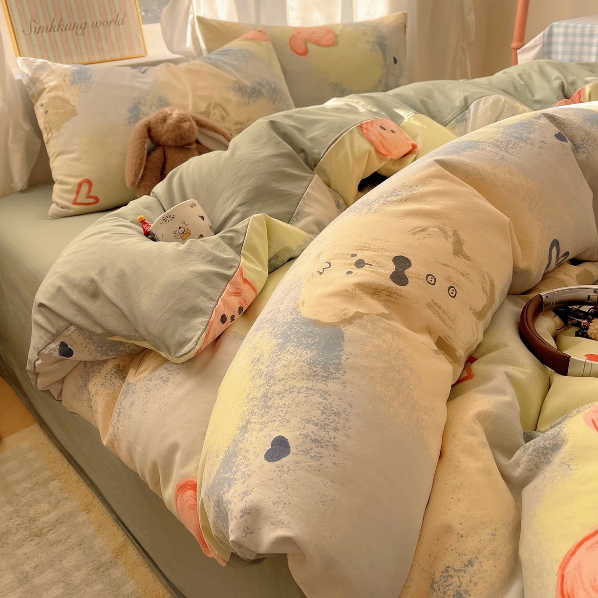 91家纺网 家纺一手货源 找家纺 （总）初夏家纺 2026 水洗棉A类105g床上四件套床单被套三件套床笠简约小清新---【提供买家秀】