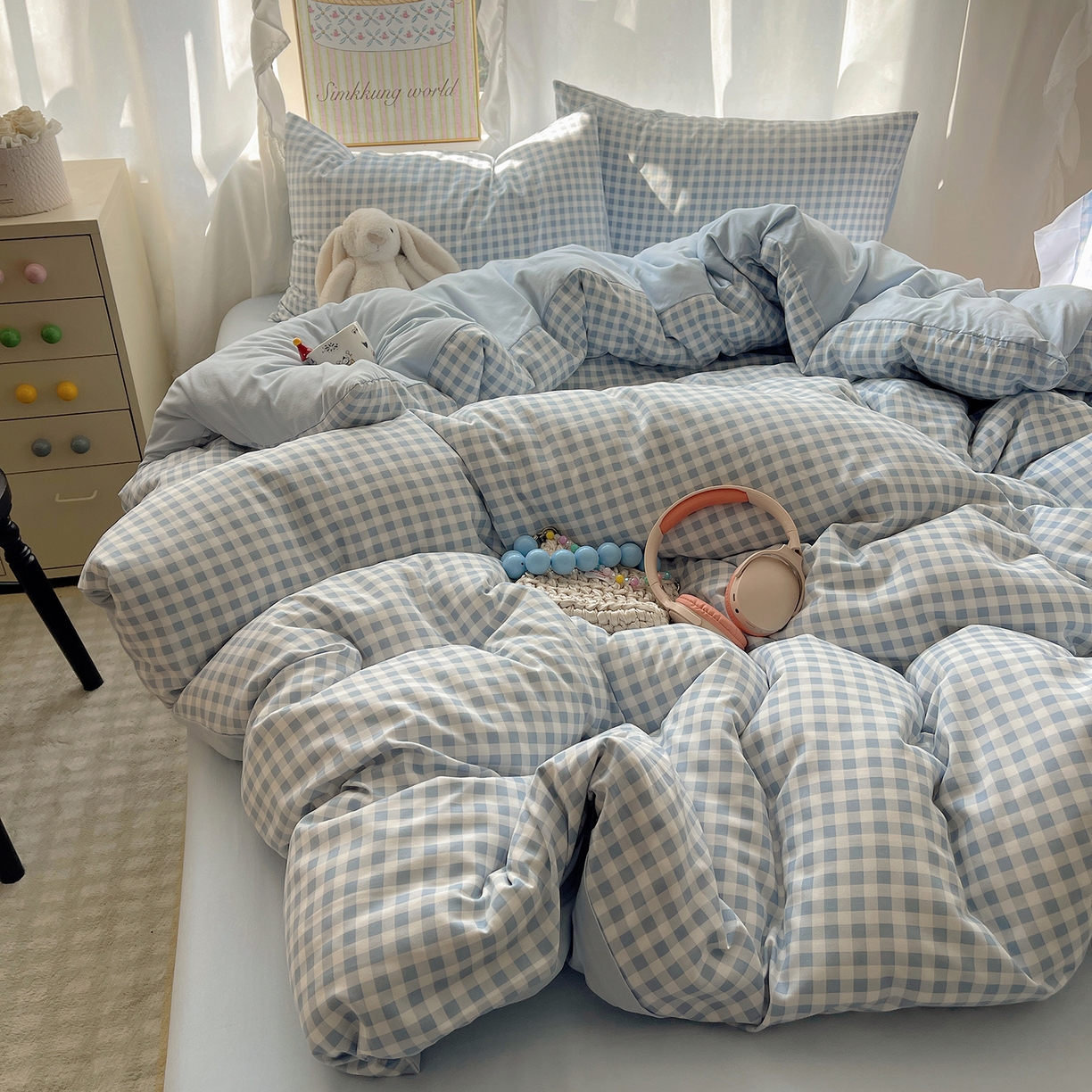 91家纺网 家纺一手货源 找家纺 （总）初夏家纺 2026 水洗棉A类105g床上四件套床单被套三件套床笠简约小清新---【提供买家秀】