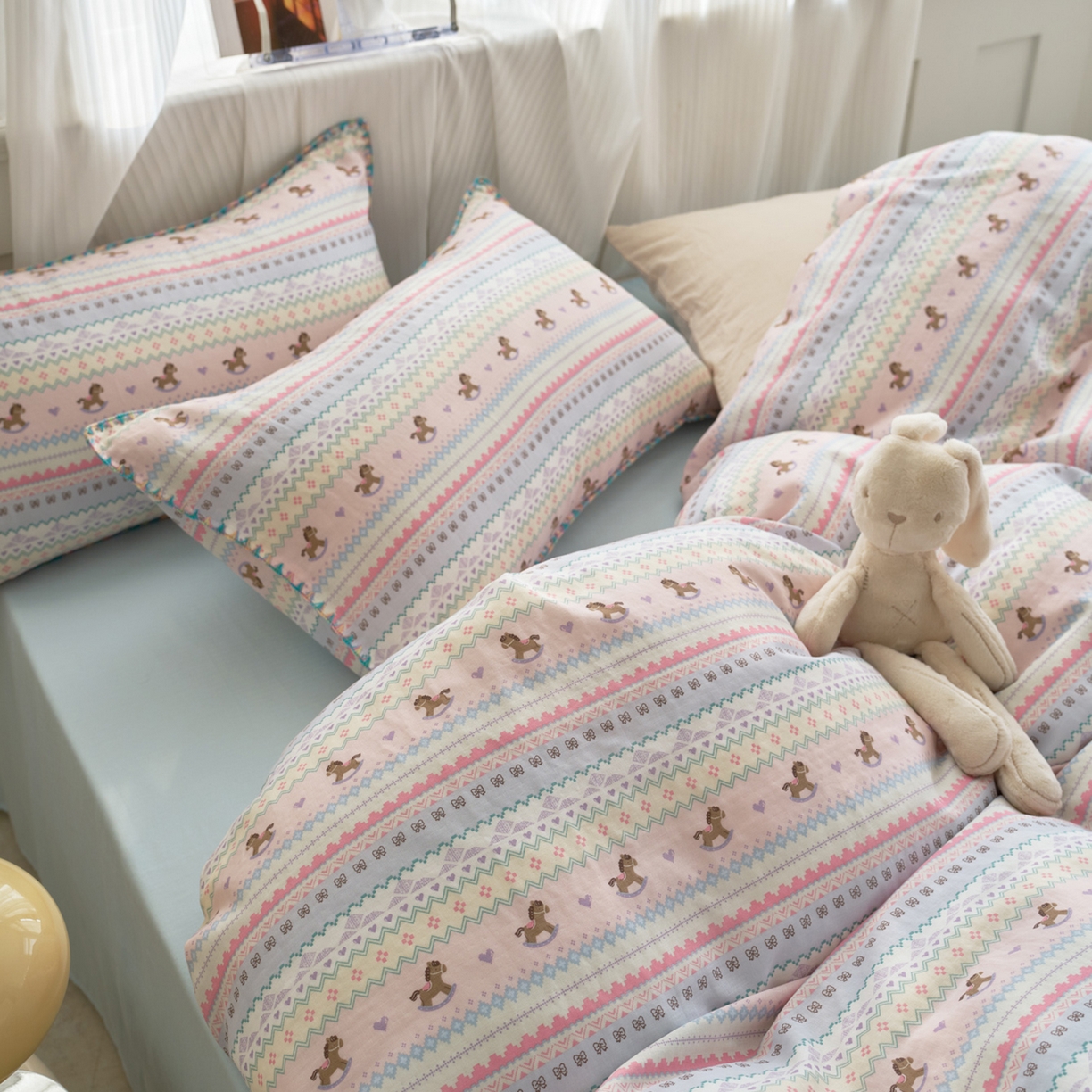 91家纺网 家纺一手货源 找家纺 （总）洋铭区（原狠狠爱） 2026新款春季全棉彩边双层纱四件套