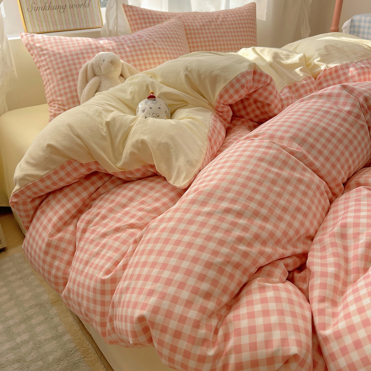 91家纺网 家纺一手货源 找家纺 （总）初夏家纺 2026 水洗棉A类105g床上四件套床单被套三件套床笠简约小清新---【提供买家秀】