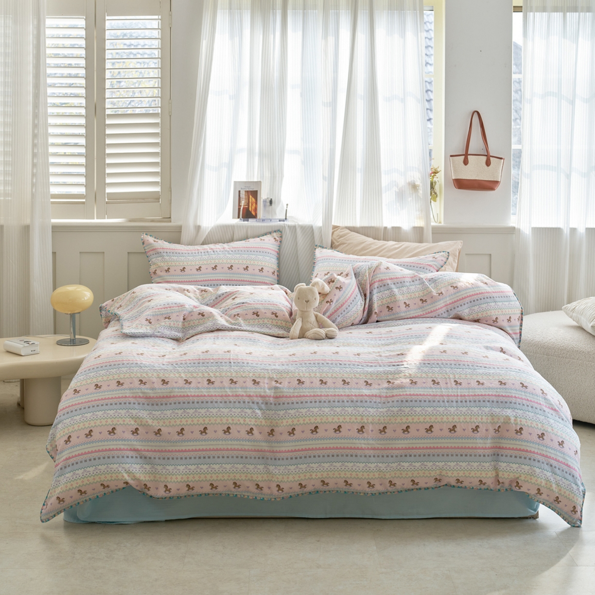 91家纺网 家纺一手货源 找家纺 （总）洋铭区（原狠狠爱） 2026新款春季全棉彩边双层纱四件套