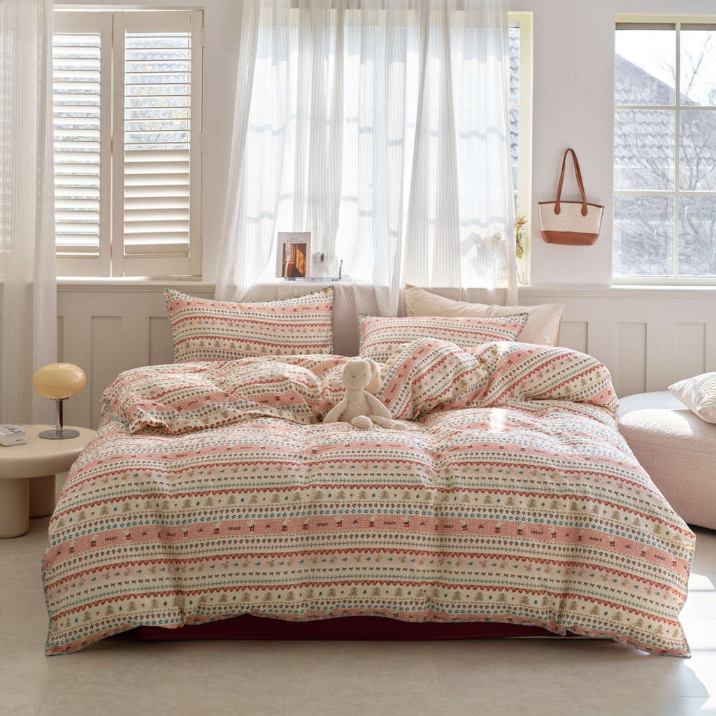 91家纺网 家纺一手货源 找家纺 （总）洋铭区（原狠狠爱） 2026新款春季全棉彩边双层纱四件套