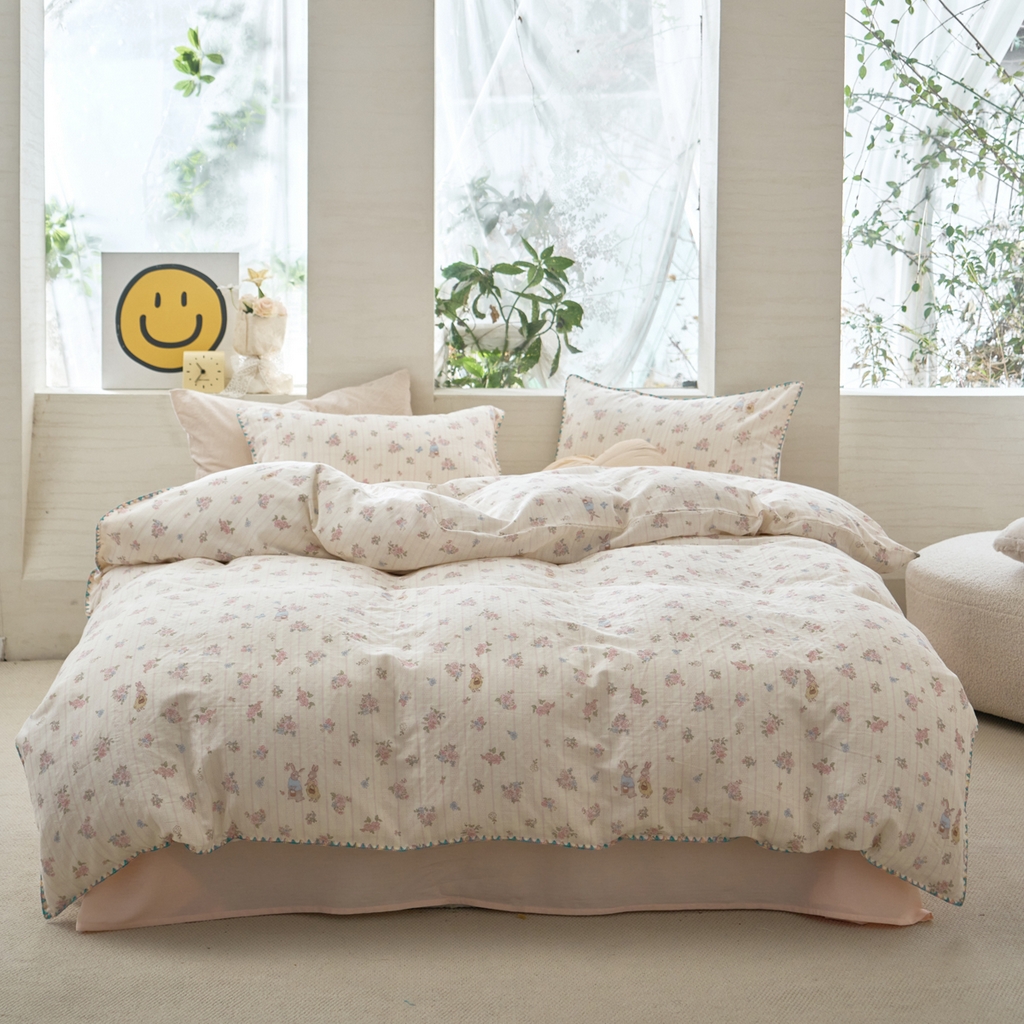 91家纺网 家纺一手货源 找家纺 （总）洋铭区（原狠狠爱） 2026新款春季全棉彩边双层纱四件套