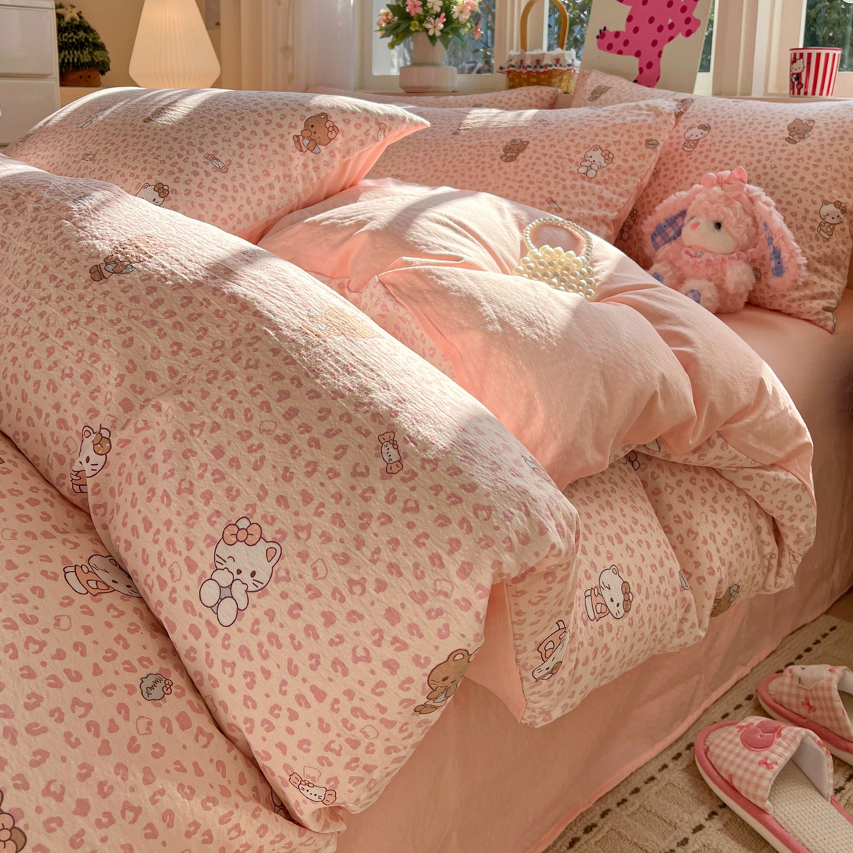 91家纺网 家纺一手货源 找家纺 （总）水木坊 2026春夏新款云感双层纱可爱系列四件套