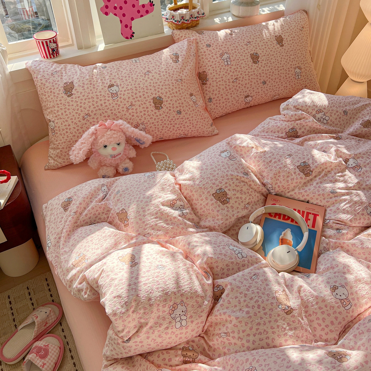 91家纺网 家纺一手货源 找家纺 （总）水木坊 2026春夏新款云感双层纱可爱系列四件套