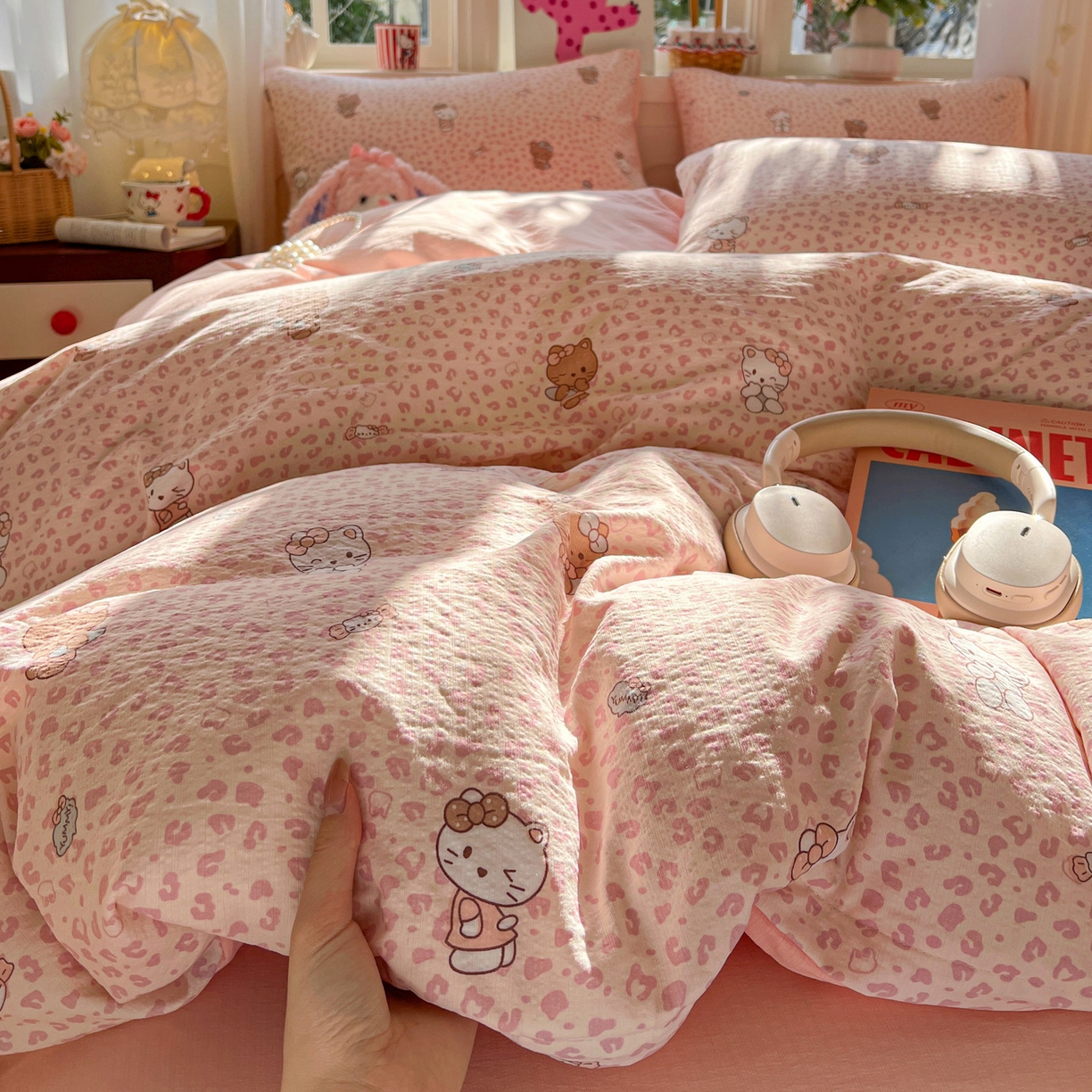 91家纺网 家纺一手货源 找家纺 （总）水木坊 2026春夏新款云感双层纱可爱系列四件套