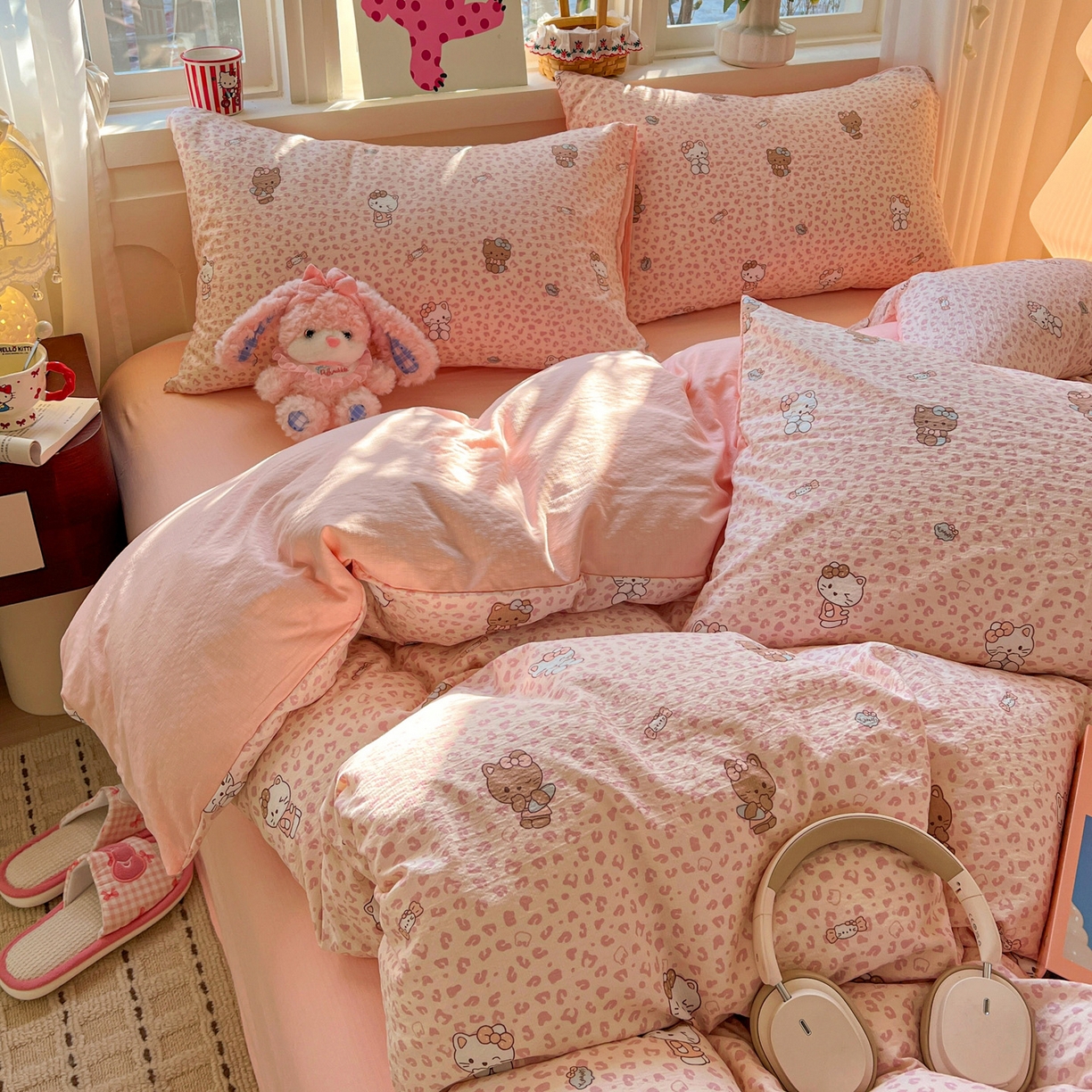 91家纺网 家纺一手货源 找家纺 （总）水木坊 2026春夏新款云感双层纱可爱系列四件套