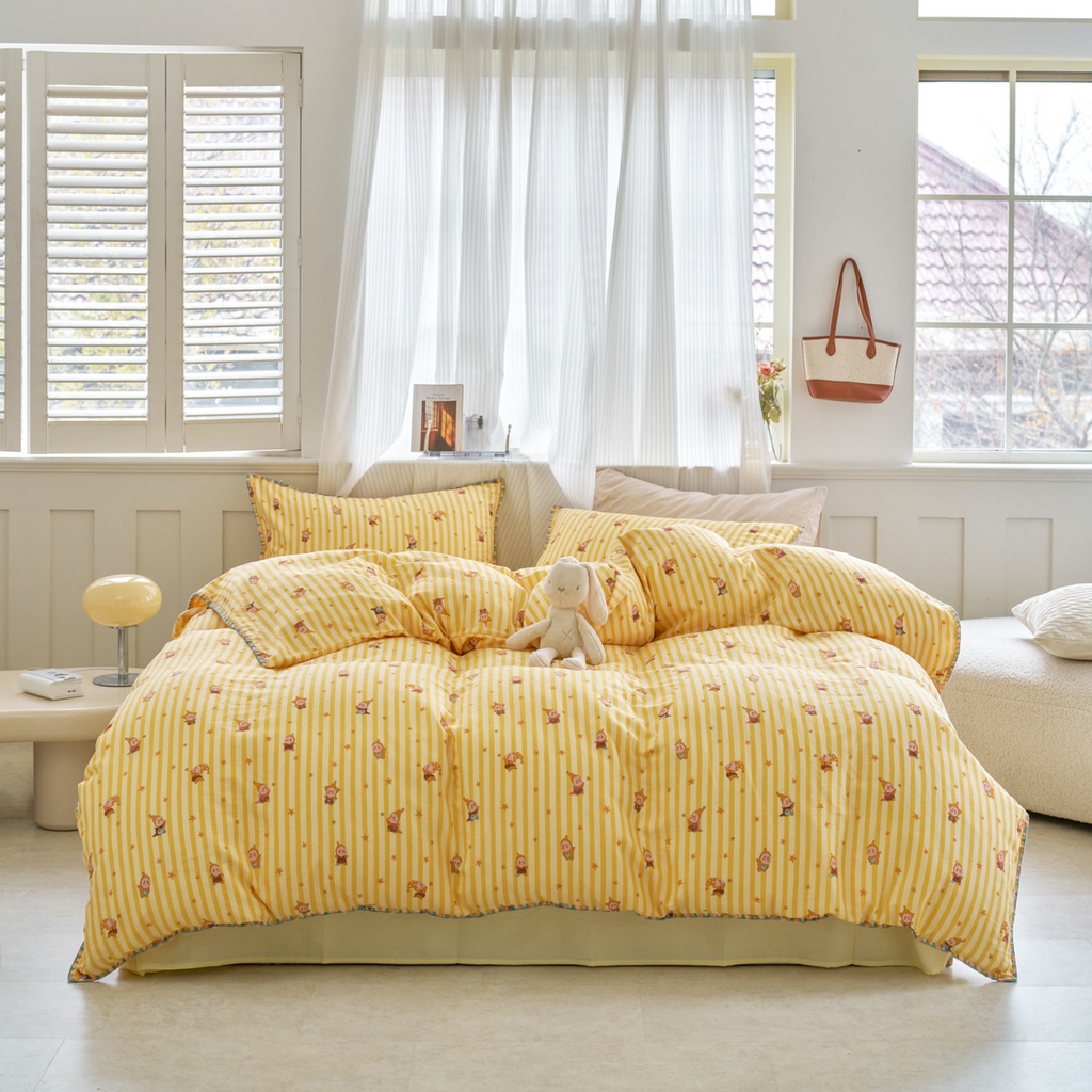 洋铭区（原狠狠爱） 2026新款春季全棉彩边双层纱四件套 月光宝宝