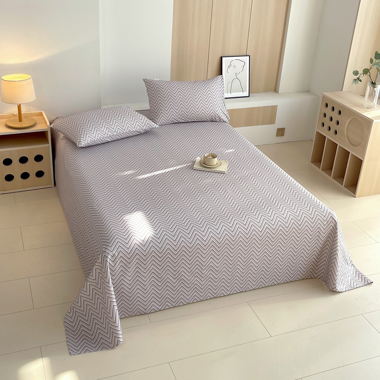 91家纺网 家纺一手货源 找家纺 爱彼家纺 2026年新款全棉老粗布加厚加密高克重凉席席子；单床单花型更好卖，床单三件套 格云