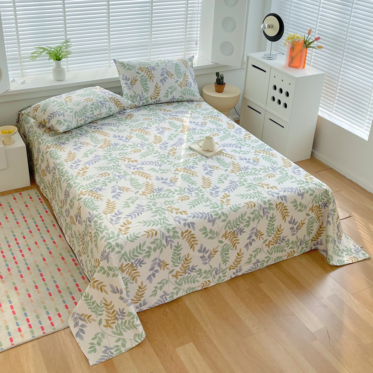 91家纺网 家纺一手货源 找家纺 爱彼家纺 2026年新款全棉老粗布加厚加密高克重凉席席子；单床单花型更好卖，床单三件套 绿风铃