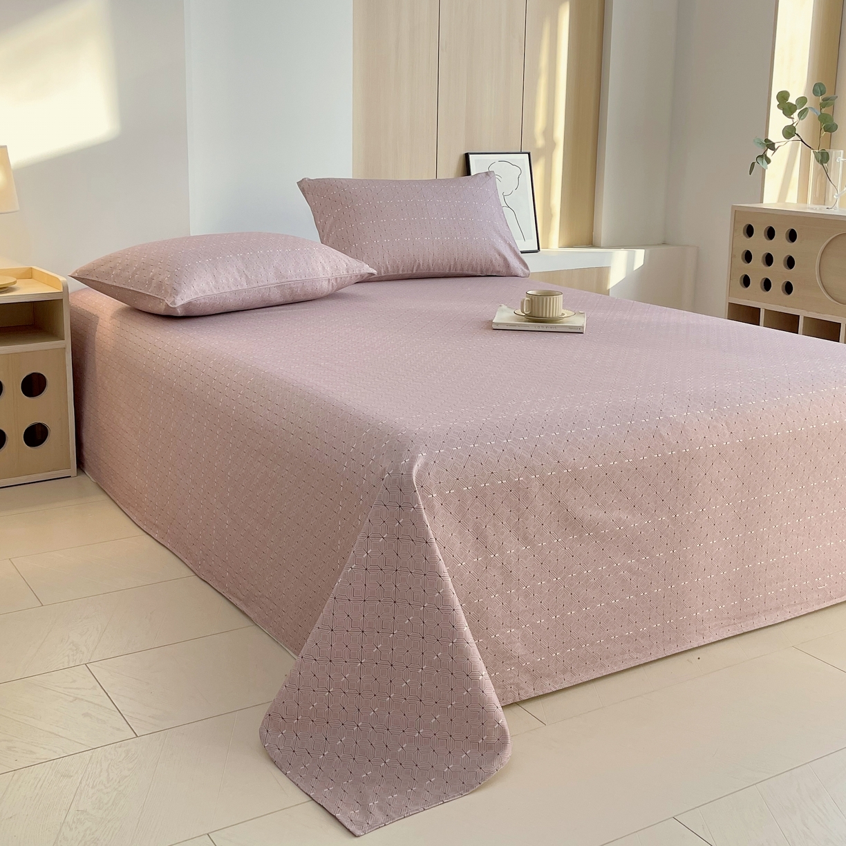 91家纺网 家纺一手货源 找家纺 爱彼家纺 2026年新款全棉老粗布加厚加密高克重凉席席子；单床单花型更好卖，床单三件套 苪贝卡