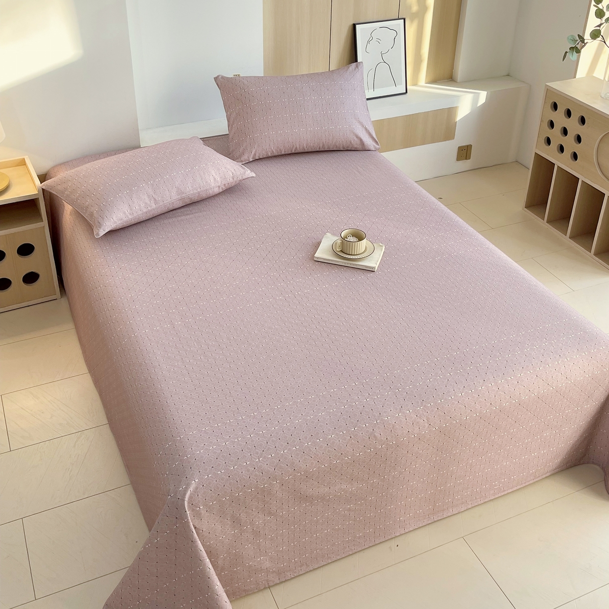 91家纺网 家纺一手货源 找家纺 爱彼家纺 2026年新款全棉老粗布加厚加密高克重凉席席子；单床单花型更好卖，床单三件套 苪贝卡