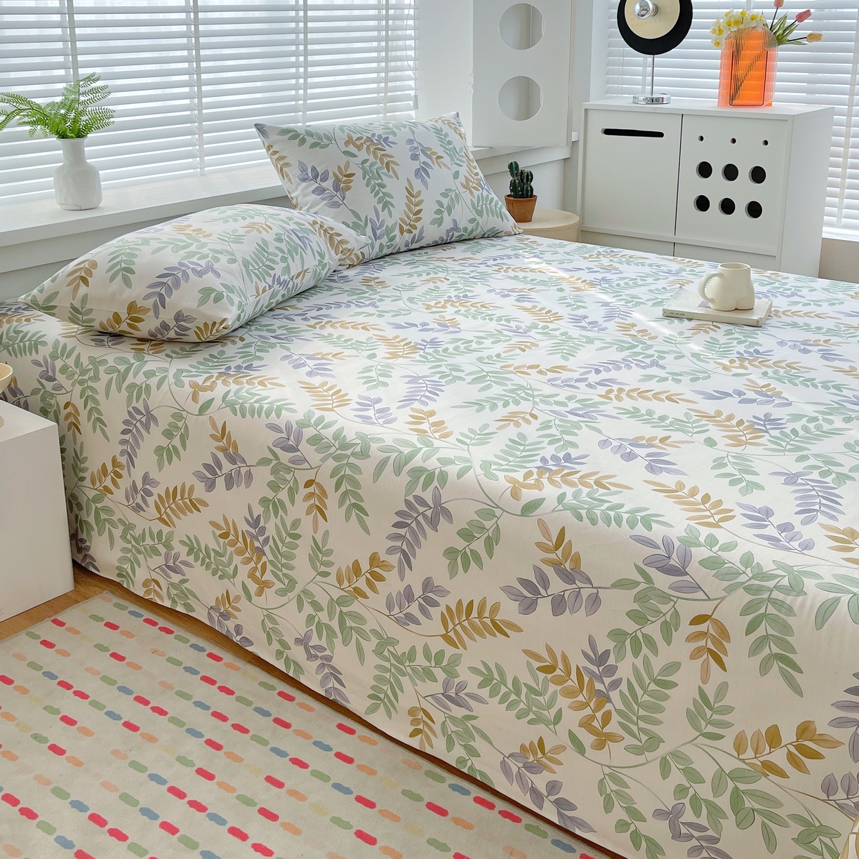 91家纺网 家纺一手货源 找家纺 爱彼家纺 2026年新款全棉老粗布加厚加密高克重凉席席子；单床单花型更好卖，床单三件套 绿风铃