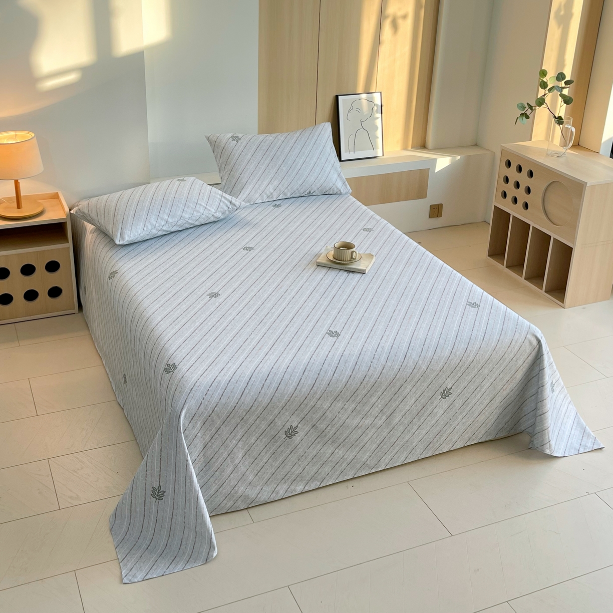 91家纺网 家纺一手货源 找家纺 爱彼家纺 2026年新款全棉老粗布加厚加密高克重凉席席子；单床单花型更好卖，床单三件套 莫奈