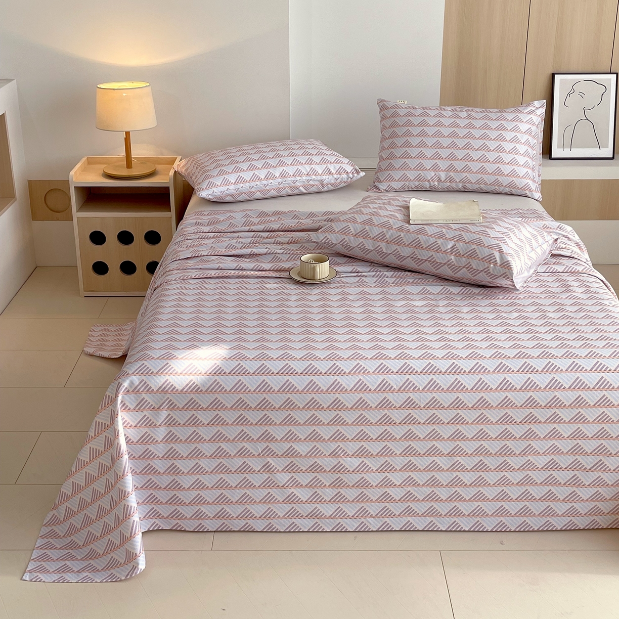 91家纺网 家纺一手货源 找家纺 爱彼家纺 2026年新款全棉老粗布加厚加密高克重凉席席子；单床单花型更好卖，床单三件套 幻想主义