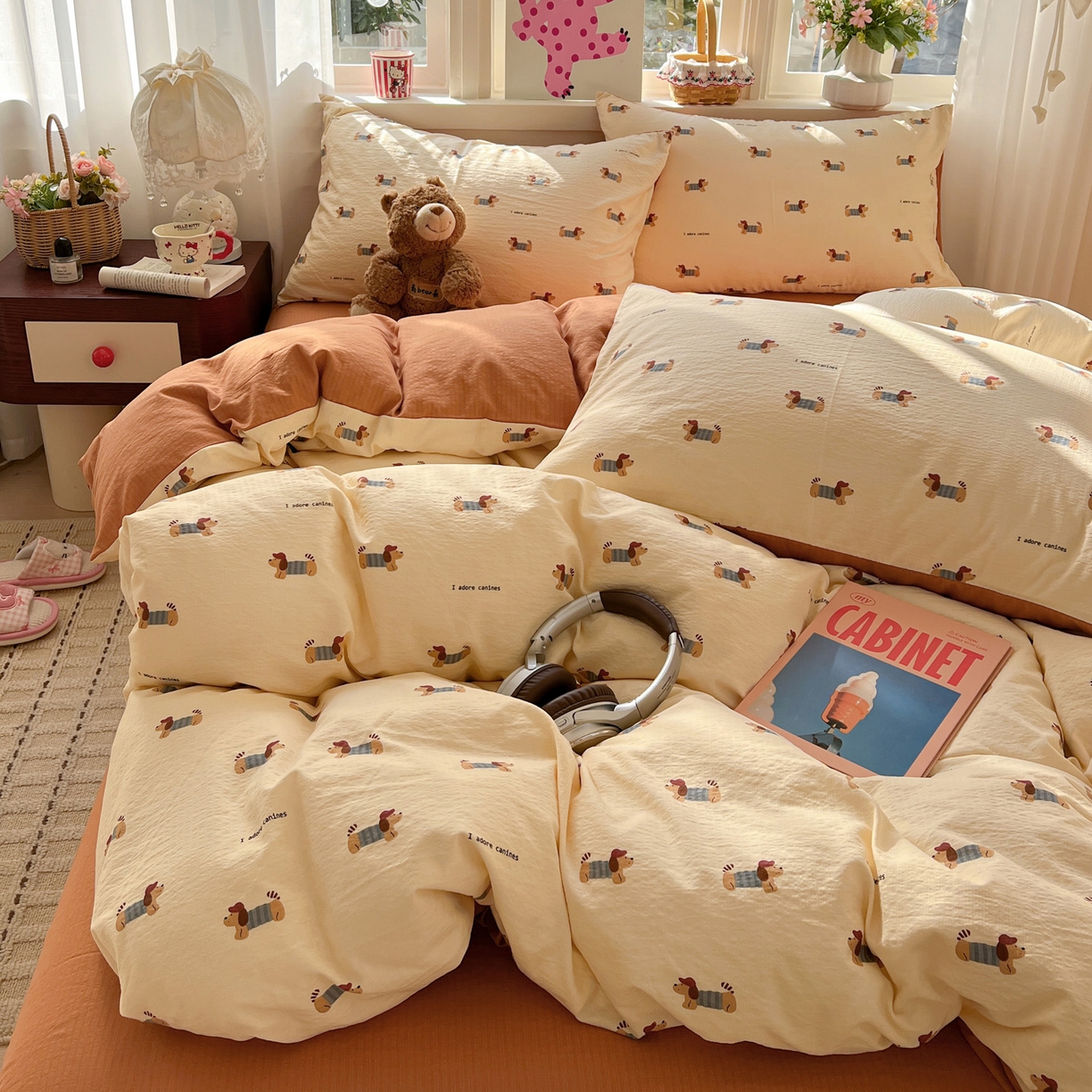 91家纺网 家纺一手货源 找家纺 （总）水木坊 2026春夏新款云感双层纱可爱系列四件套