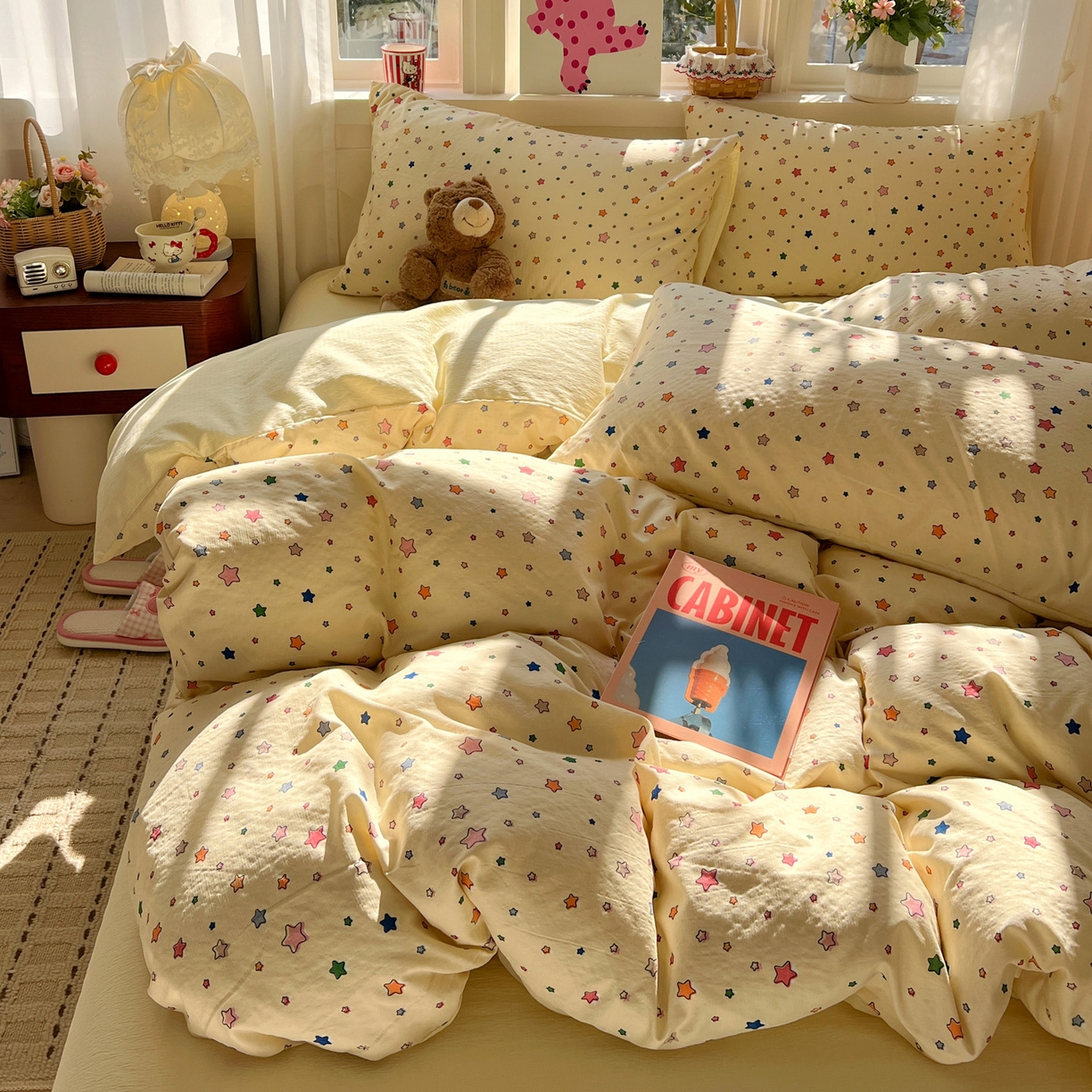 91家纺网 家纺一手货源 找家纺 （总）水木坊 2026春夏新款云感双层纱可爱系列四件套