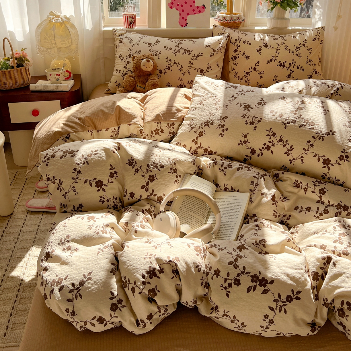 91家纺网 家纺一手货源 找家纺 （总）水木坊 2026春夏新款云感双层纱可爱系列四件套