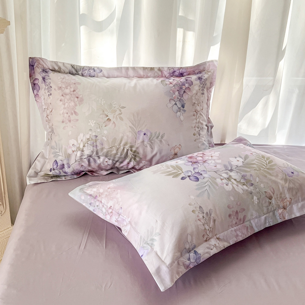 91家纺网 家纺一手货源 找家纺 典曼家纺 2026新款纯棉花卉系列全棉印花四件套 风铃-紫